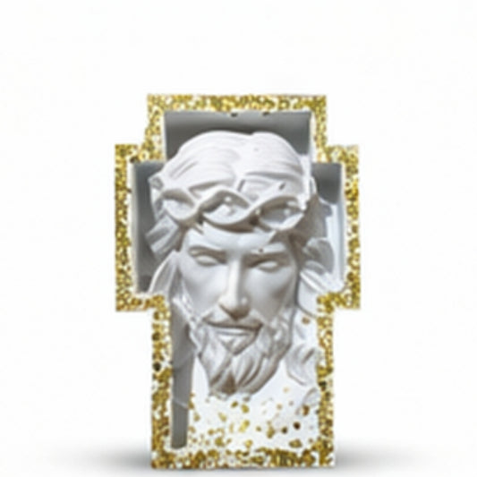 Sacred Porcelain Cross - Christ Relief with Gold Detail